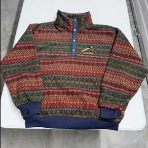 Vintage Arctic Image Alaska Fleece Pullover Southwestern Aztec Mens Large L